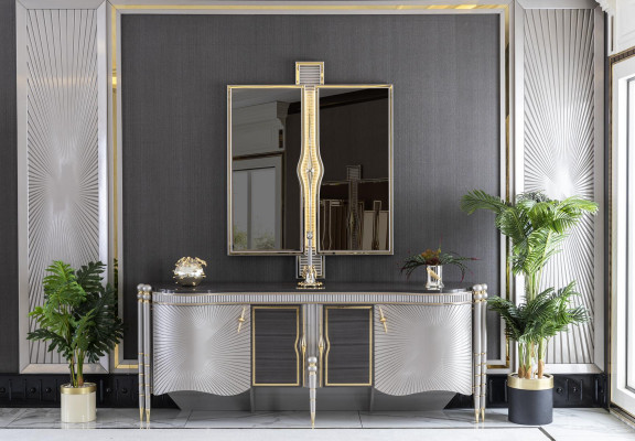 Spiegel Goud Woonkamer Stijl Modern Meubels Wandspiegel Ontwerp Elegant Nieuw