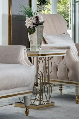 Bijzettafel Wit Salontafel Luxe Woonkamer Meubels Metaal Elegant Modern