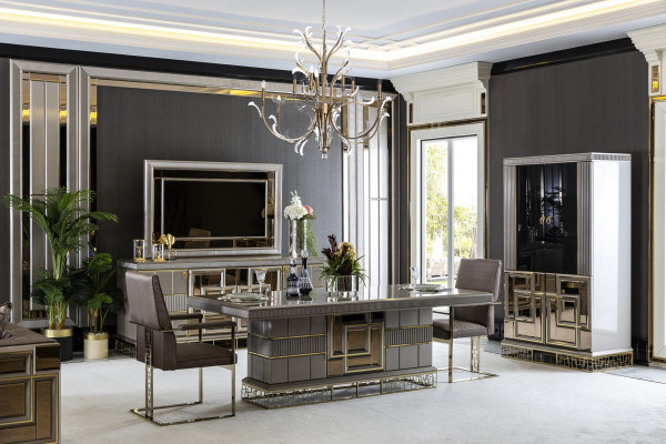 Stoel Grijs Luxe Eetkamer Mooi Meubel Ontwerp Elegant Stoelen Modern Hout Nieuw