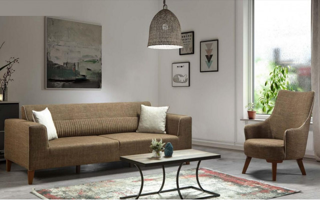 Luxe Moderne Fauteuil 1 Zits Ontwerp Woonkamer Bekleding Houten Meubels