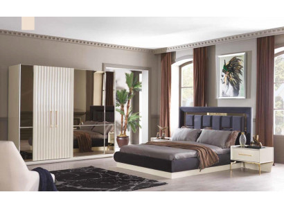 Luxe slaapkamer set bed meubels textiel kledingkast bedden nachtkastje 4-delig.