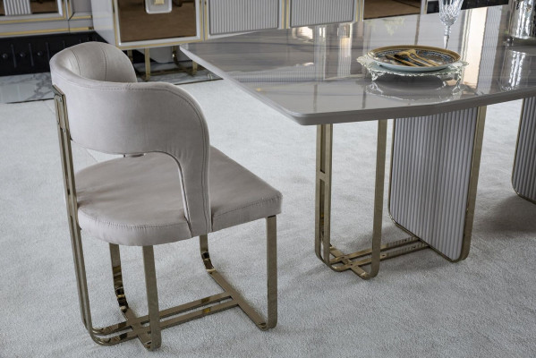 Eettafel Wit Tafel Luxe Eetkamer Stijl Elegant Mooi Metaal Modern