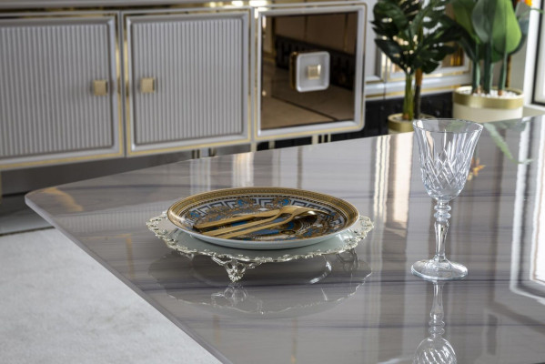Eettafel Wit Tafel Luxe Eetkamer Stijl Elegant Mooi Metaal Modern