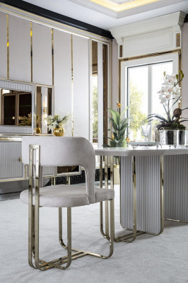 Eettafel Wit Tafel Luxe Eetkamer Stijl Elegant Mooi Metaal Modern