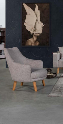Ontwerp fauteuil 1-zits Moderne Comfortabele leunstoel Hout Grijs Meubels
