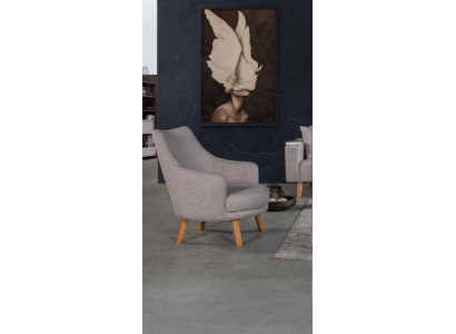 Ontwerp fauteuil 1-zits Moderne Comfortabele leunstoel Hout Grijs Meubels