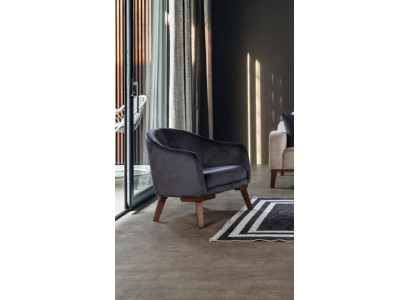 Moderne fauteuil, 1-zits designer fauteuil, gestoffeerd textielmeubel.