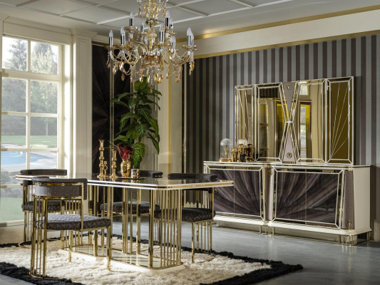 Eettafel Bruin Luxe Tafels Eetkamer Tafel Metaal Elegant Stijl Modern