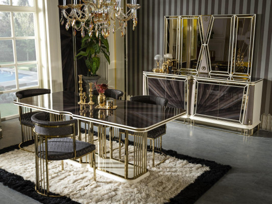 Eettafel Bruin Luxe Tafels Eetkamer Tafel Metaal Elegant Stijl Modern