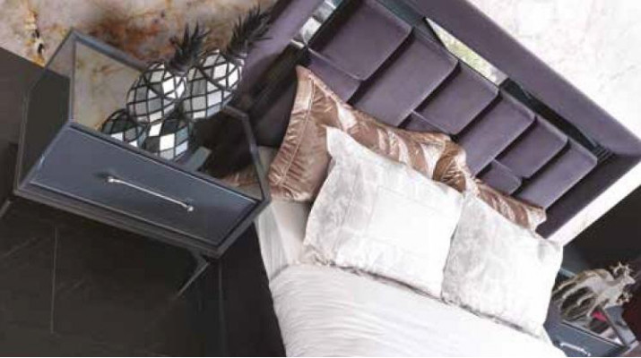 Modern slaapkamer set grijs Bed 2x Nachtkastje Kledingkast Commode 5-delig.