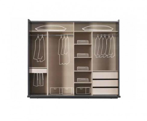 Modern slaapkamer set grijs Bed 2x Nachtkastje Kledingkast Commode 5-delig.