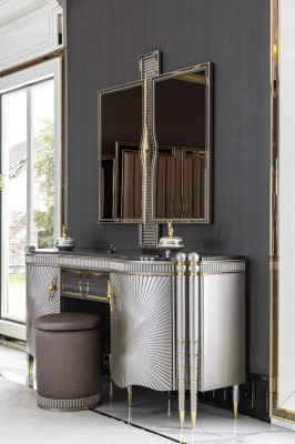 Poef Bruin Rond Elegant Houten Meubels Modern Ontwerp Prachtig Slaapkamer