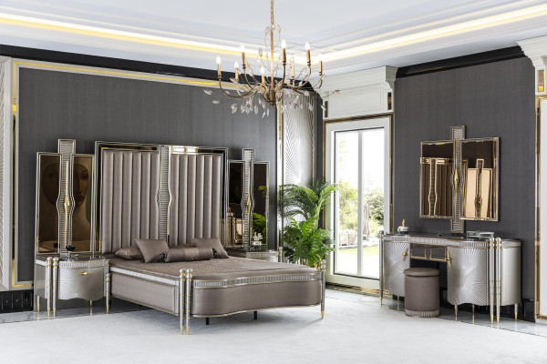 Poef Bruin Rond Elegant Houten Meubels Modern Ontwerp Prachtig Slaapkamer