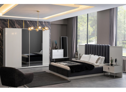 Compleet slaapkamer set bed nachtkastje kledingkast dressoir ontwerp 5 stuks.