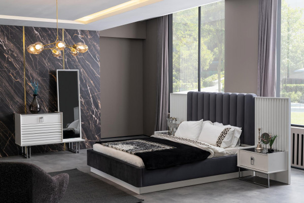 Compleet slaapkamer set bed nachtkastje kledingkast dressoir ontwerp 5 stuks.