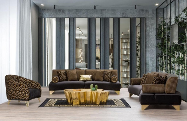 Sofagarnituur Garnituur Banken Bank Fauteuil Driepersoonsbank 3+3+1 Zits Stof Groep Nieuw
