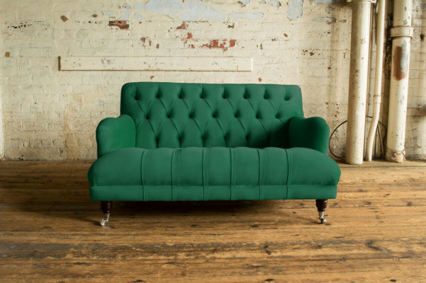 Chesterfield 2-zits gestoffeerde bank lederen bank modern stijl groene stof