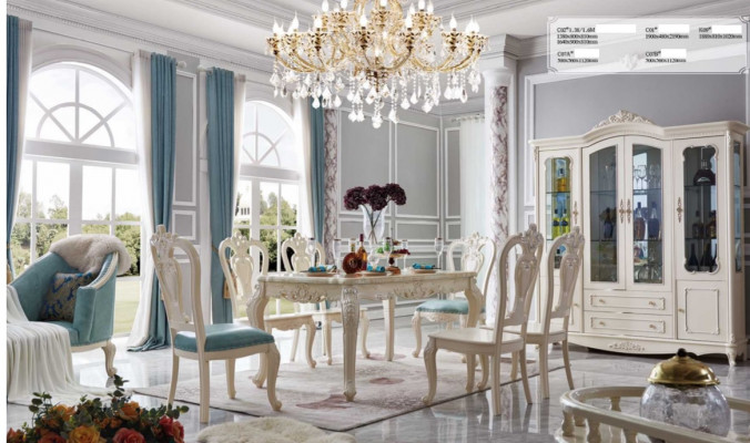 Eetkamermeubel Inrichting Set Vitrine Stoel Eettafel Stoelen Eetkamerstel Sets