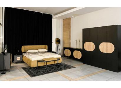 Slaapkamer set bed 2x nachtkastjes 2x commode kledingkast krukje 7-delig.