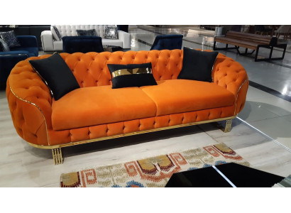 Stijlvolle 3-zitsbank Chesterfield Oranje Moderne Woonkamermeubels