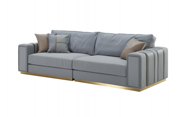 Designer Grijze bankstel 3+2 zits Luxe gestoffeerde bankstel Set