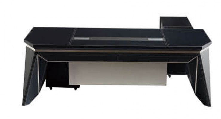 Baas Kantoor Bureau Bureau Tafel Ontwerp Kast Leer Hout 2-delig Set