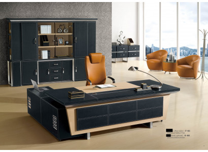 Bureau 2-delige set kantoorinrichting bureau leder hout design meubels