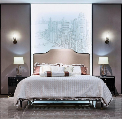 Details van Chesterfield Barok Rococo 3-delige set Bed Console Nachtkastjes