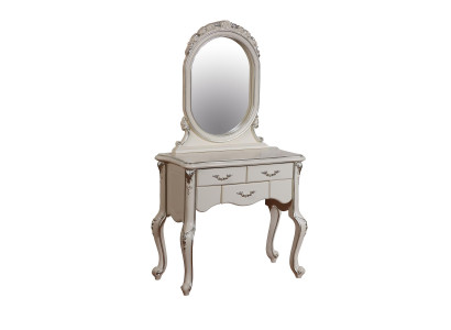 Klassieke kaptafel met spiegel, luxueuze console, commode voor de slaapkamer in barokstijl.