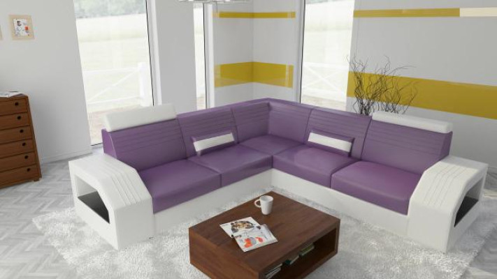 Designer Sofa Couch Ecksofa Leder Textil Polster Garnitur Wohnlandschaft L Form