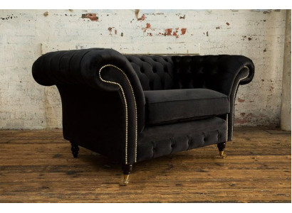 Chesterfield fauteuil televisie bank 1-zits sofa textiel stof banken bekleding #5