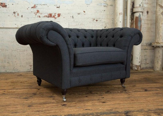 Chesterfield Fauteuil Televisiebank 1-zits Sofa Textiel Stoffering Banken Kussen #2