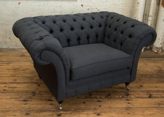 Chesterfield Fauteuil Televisiebank 1-zits Sofa Textiel Stoffering Banken Kussen #2