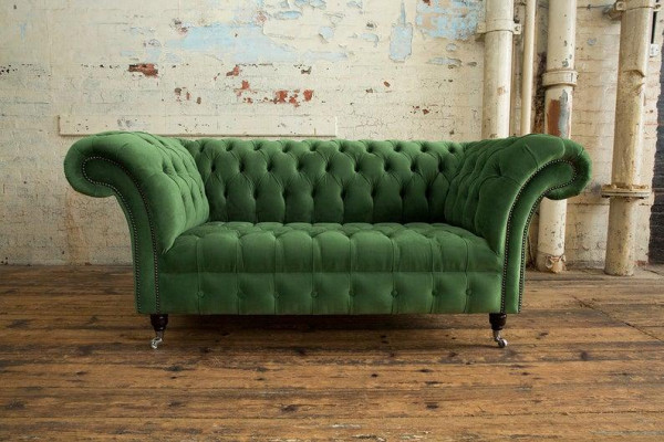 Chesterfield Bank 2-zits gestoffeerde zitting textiel stof lederen banken sofa's sofa