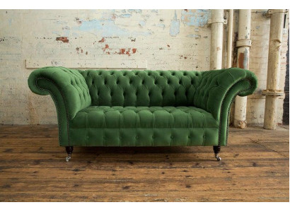 Chesterfield Bank 2-zits gestoffeerde zitting textiel stof lederen banken sofa's sofa