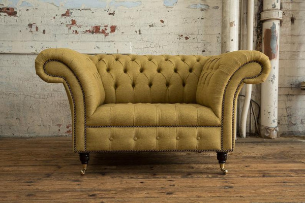 Chesterfield Design Sofa Fauteuil Bankstel Bekleding Luxe Textiel Banken 1 zitter #100