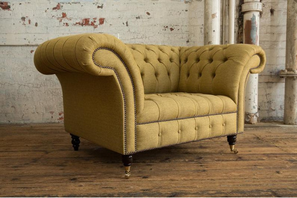 Chesterfield Design Sofa Fauteuil Bankstel Bekleding Luxe Textiel Banken 1 zitter #100