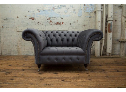 Chesterfield Design Sofa 1-zits Bank Bekleding Luxe Klassieke Textiele Banken