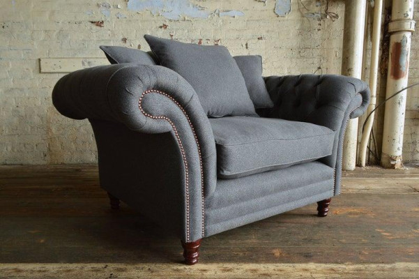 Chesterfield Design Sofa Fauteuil Bank Bekleding Luxe Textiel Banken 1-Zitter #110