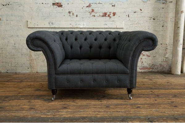 Chesterfield Design Sofa Fauteuil Bank Bekleding Luxe Textiel Banken 1-zits #111