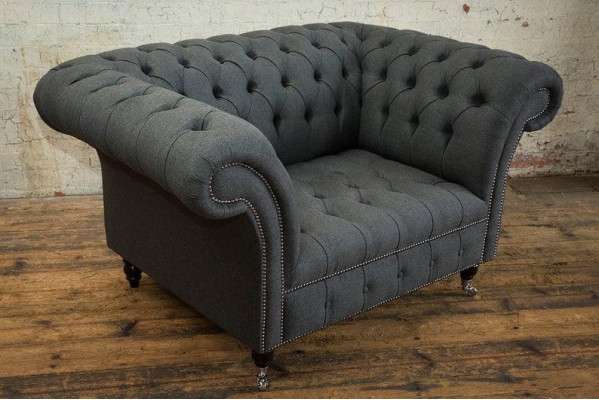 Chesterfield Design Sofa Fauteuil Bank Bekleding Luxe Textiel Banken 1-zits #111