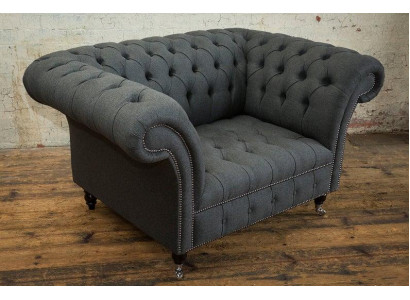 Chesterfield Design Sofa Fauteuil Bank Bekleding Luxe Textiel Banken 1-zits #111