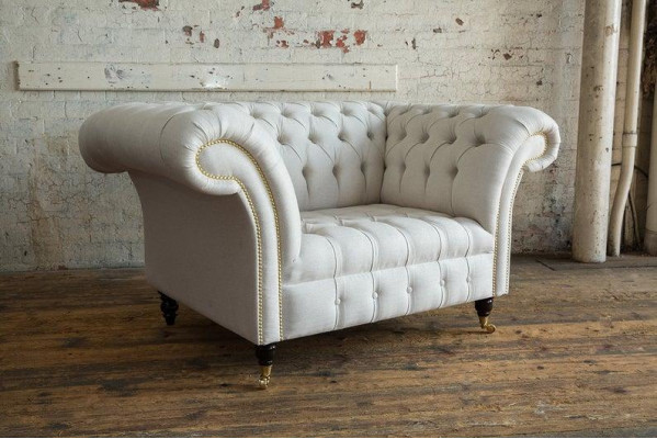 Chesterfield Design Sofa Fauteuil Bank Bekleding Luxe Textiel Banken 1 Zitter #112