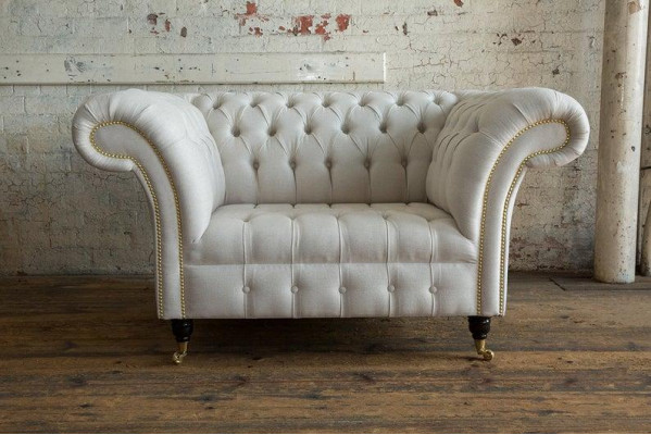 Chesterfield Design Sofa Fauteuil Bank Bekleding Luxe Textiel Banken 1 Zitter #112