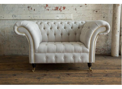 Chesterfield Design Sofa Fauteuil Bank Bekleding Luxe Textiel Banken 1 Zitter #112