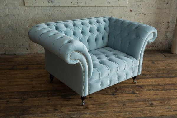 Chesterfield Design Bankstel Fauteuil Sofa Bekleding Luxe Textiel Banken 1-Zits #145