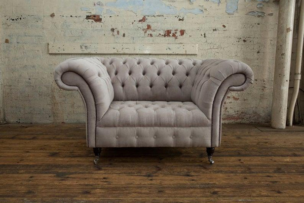 Chesterfield Grote Textil Design Woonkamer Bank Sofa Bekleding 1 Zit Leer #146