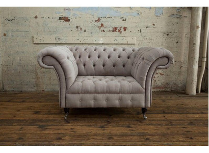 Chesterfield Grote Textil Design Woonkamer Bank Sofa Bekleding 1 Zit Leer #146