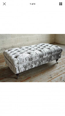 Chesterfield Textiel Hocker XXL Grote Voetenbank Bekleding Sofa Bank Luxe Stof