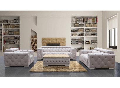 Bankstel Set Zitmeubel Bekleding Leder Design Chesterfield Sofaset 3+2+1 9914 Nieuw